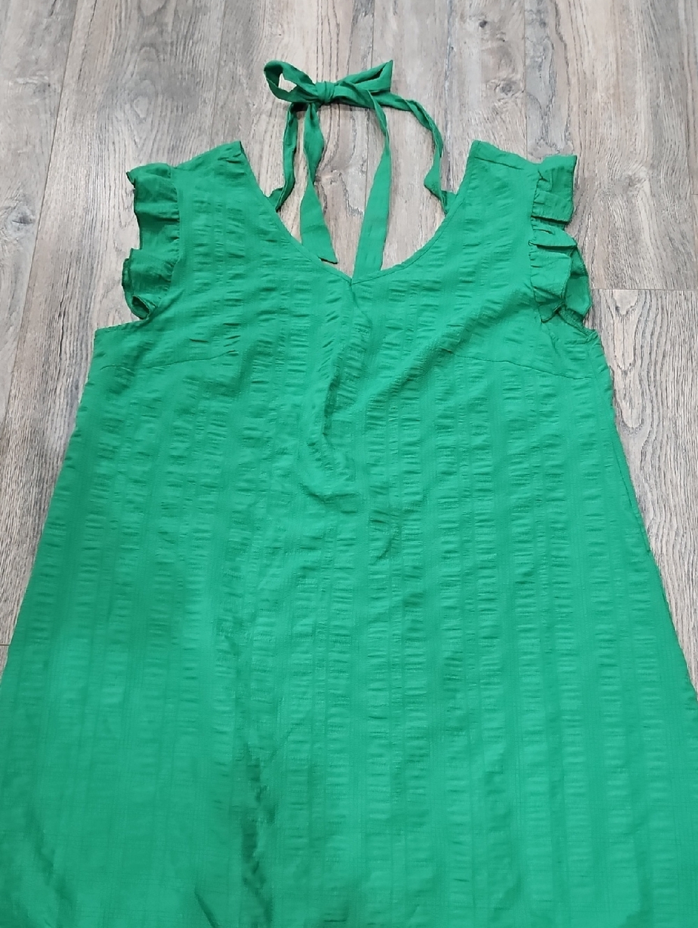 Womens Adorable Bright Green Ruffle Tie-Back Dress